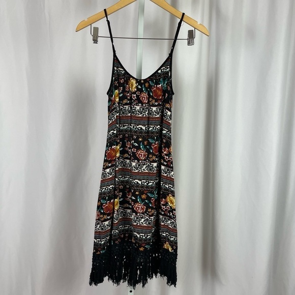 Target Xhilaration Small Boho Hippie Tassel Floral Rose Earth Tone Summer Dress - Picture 1 of 8